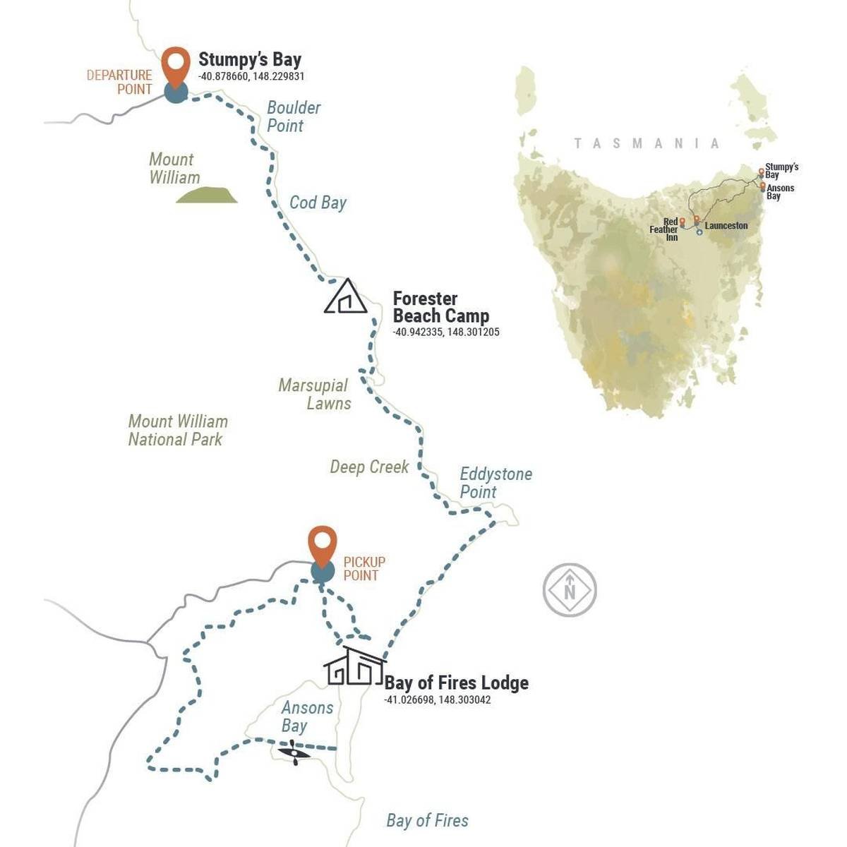 Bay of Fires Signature Walk路線圖
